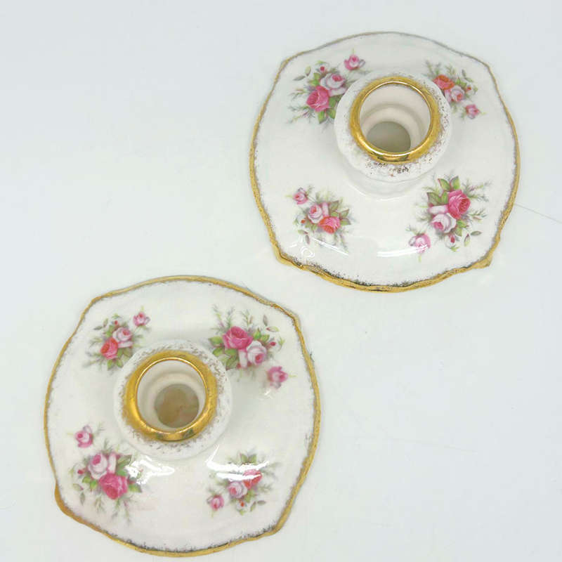 Paragon Victoriana Rose Pair Candlesticks