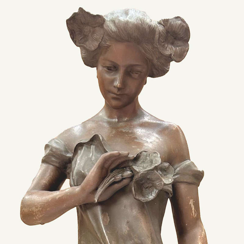 Art Nouveau Bronze Par Gory Meditation 66cm Statue