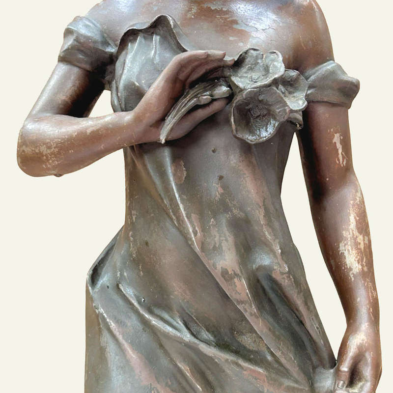 Art Nouveau Bronze Par Gory Meditation 66cm Statue