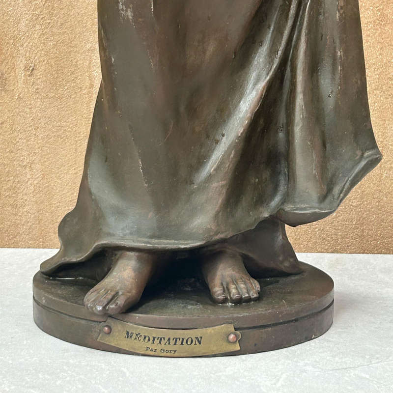 Art Nouveau Bronze Par Gory Meditation 66cm Statue