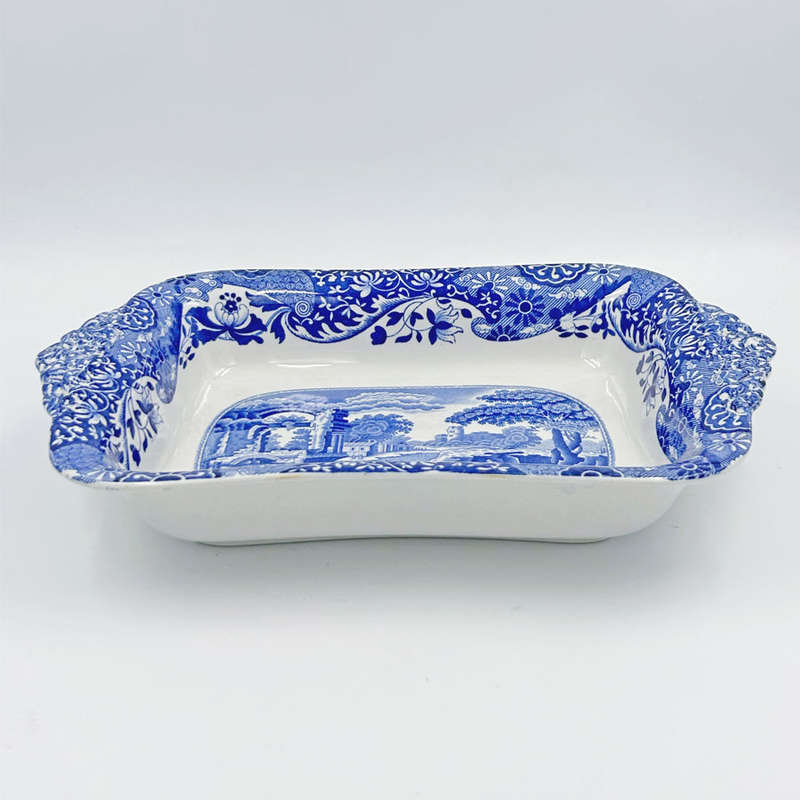 Copeland Spode Blue Italian Handled Rectangular Bowl