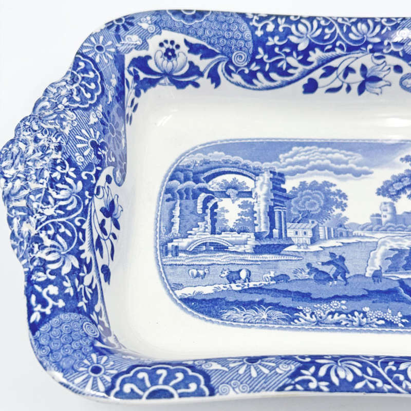 Copeland Spode Blue Italian Handled Rectangular Bowl