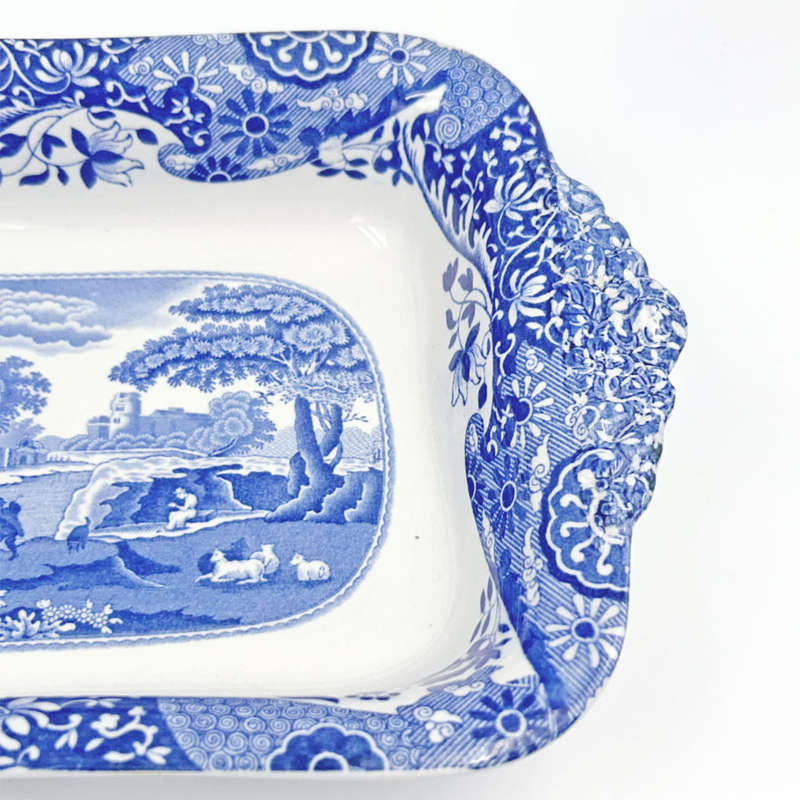 Copeland Spode Blue Italian Handled Rectangular Bowl