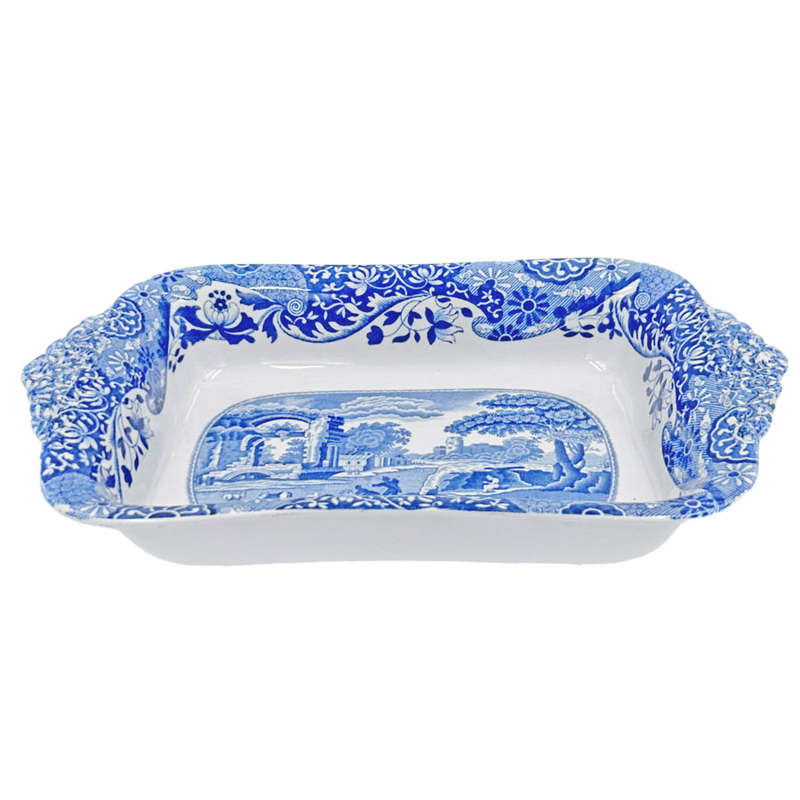 Copeland Spode Blue Italian Handled Rectangular Bowl