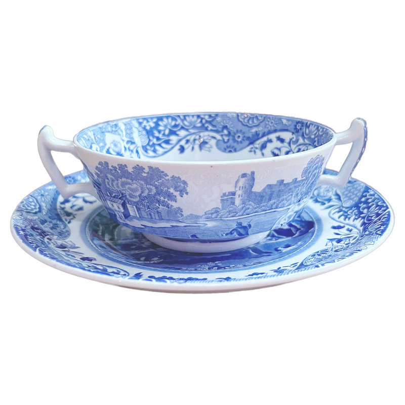 Copeland Spode Blue Italian Soup Coupe and Plate