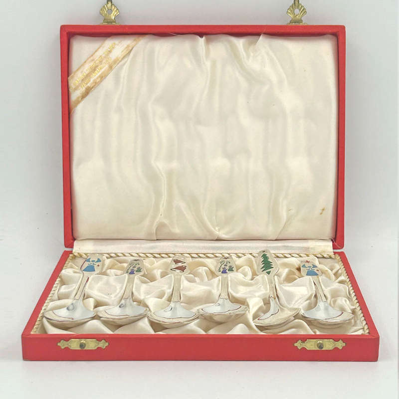 Danish Sterling Silver And Enamel Christmas Spoons