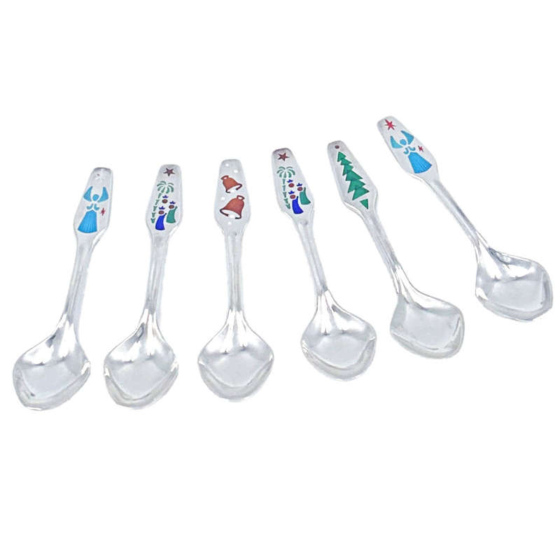Danish Sterling Silver And Enamel Christmas Spoons