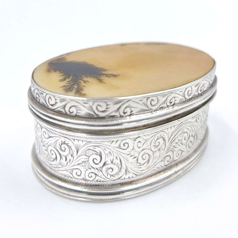 Georgian Silver And Moss Agate Snuff Box C1800