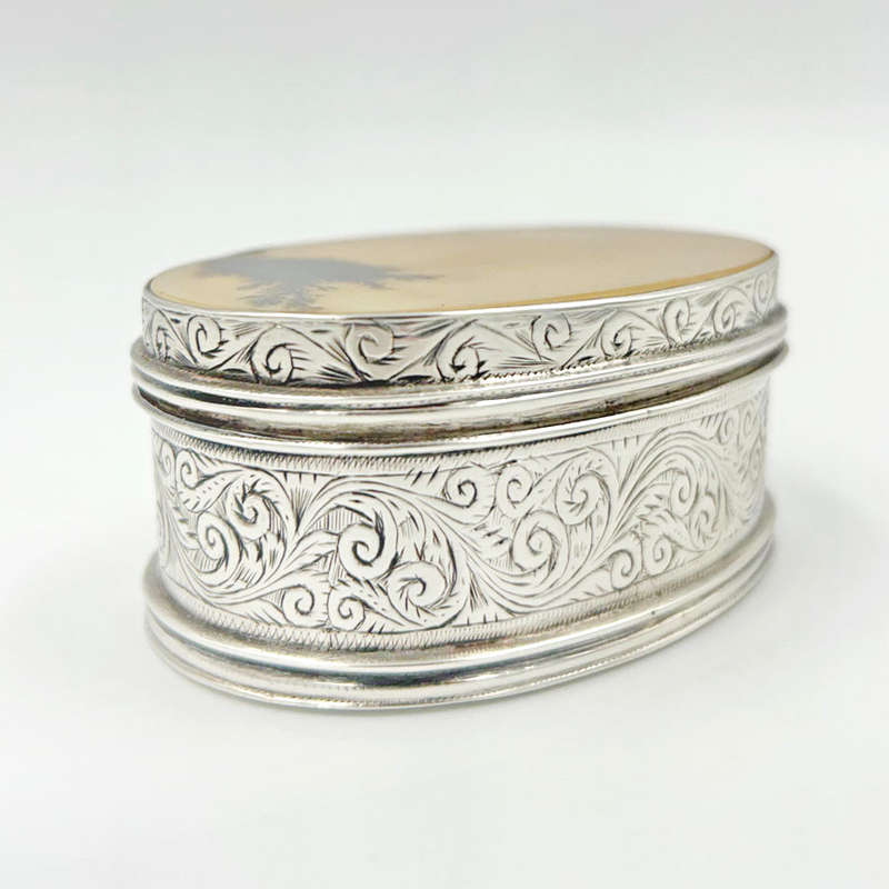 Georgian Silver And Moss Agate Snuff Box C1800