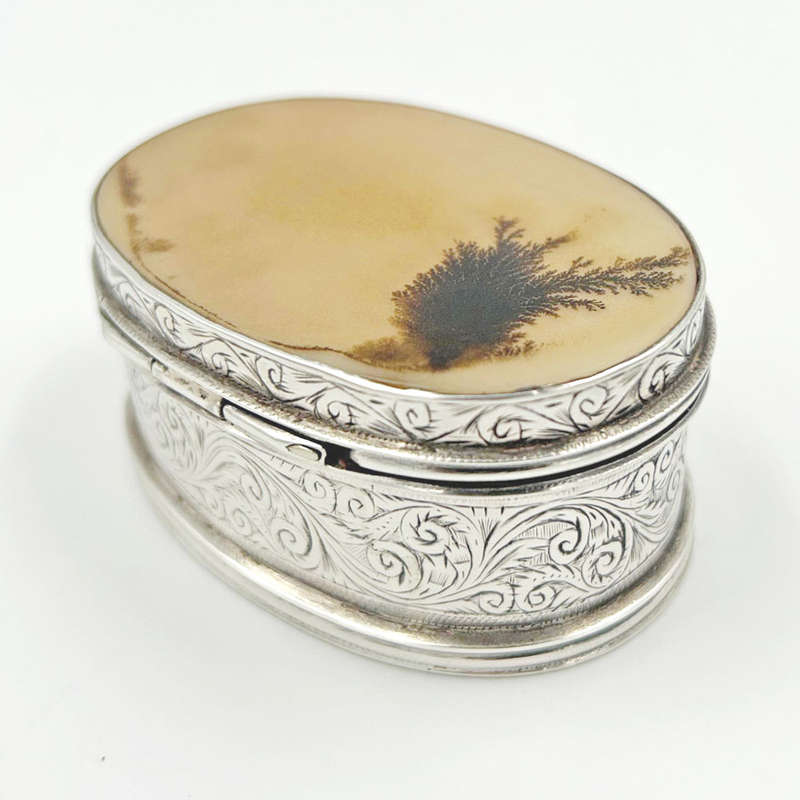 Georgian Silver And Moss Agate Snuff Box C1800