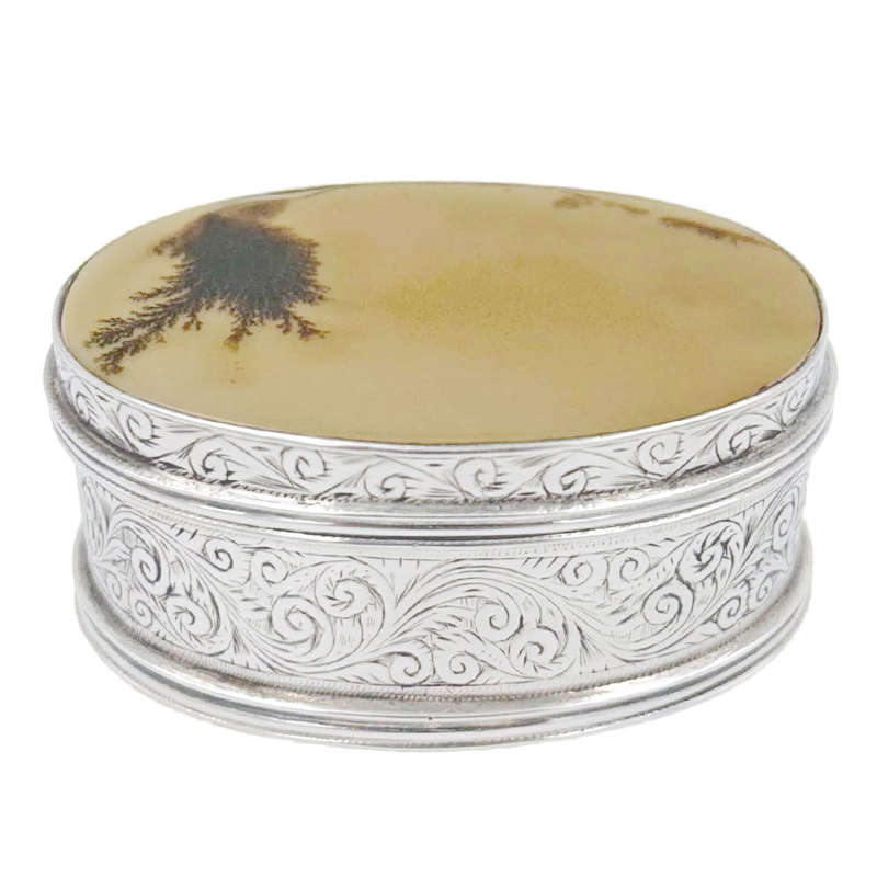 Georgian Silver And Moss Agate Snuff Box C1800