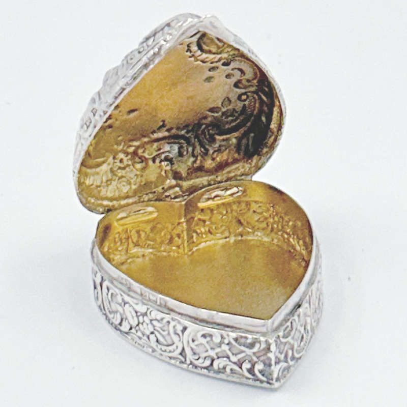 Hallmarked Silver Heart Shaped Pill Box Birmingham 1901