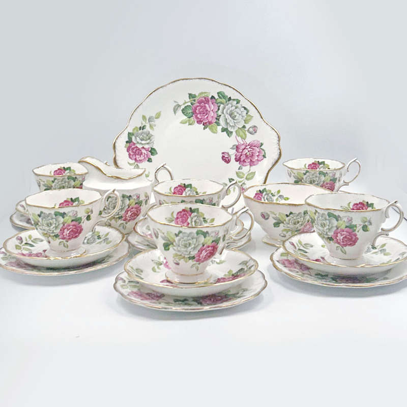 Royal Albert Tea Set Evening Rhapsody 1950s 21 Piece