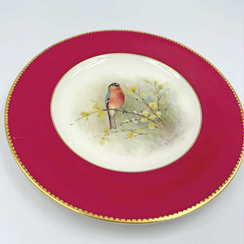 Royal Worcester Bullfinch Plate Hand Painted W Powell