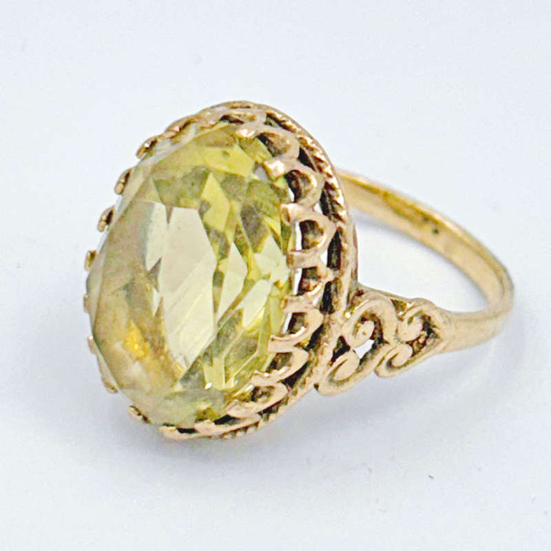 9ct Gold Citrine Cocktail Ring C1940