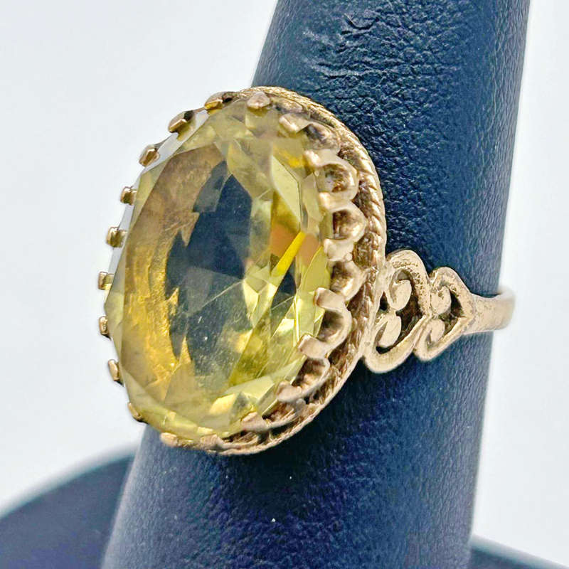 9ct Gold Citrine Cocktail Ring C1940