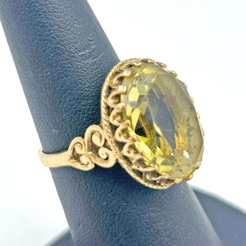 9ct Gold Citrine Cocktail Ring C1940