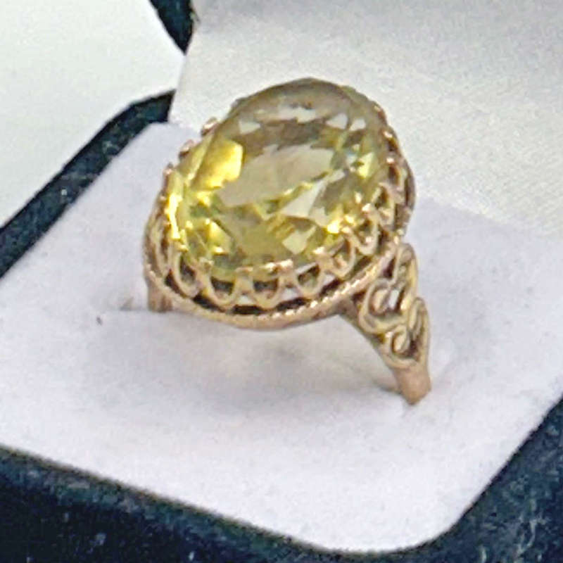 9ct Gold Citrine Cocktail Ring C1940