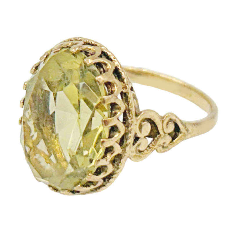 9ct Gold Citrine Cocktail Ring C1940