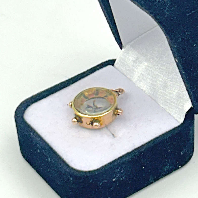9ct Gold Compass Rock Crystal Pendant Charm