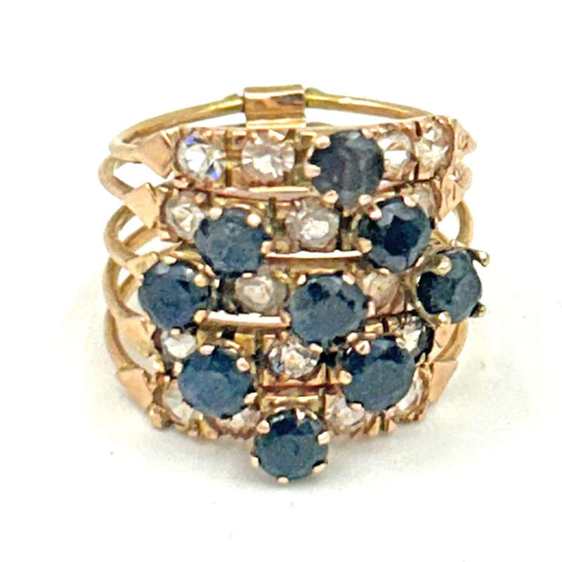 9ct Gold Gypsy Ring Garnet and White Sapphire