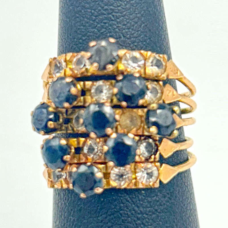 9ct Gold Gypsy Ring Garnet and White Sapphire