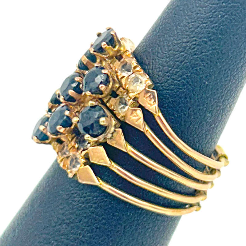 9ct Gold Gypsy Ring Garnet and White Sapphire