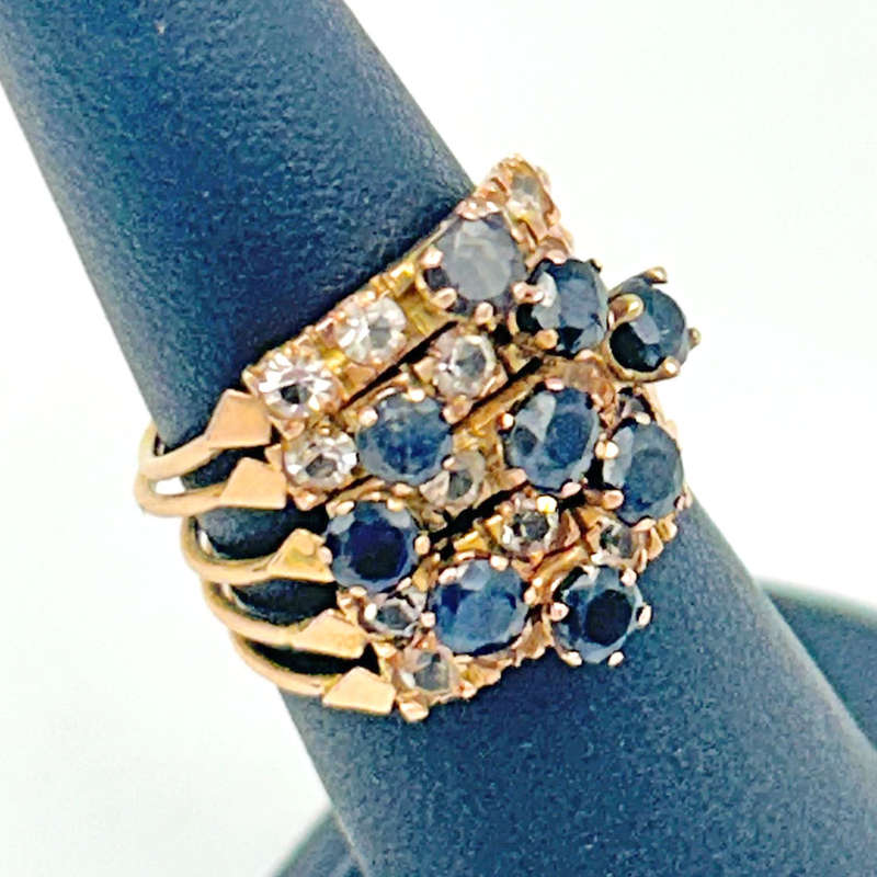 9ct Gold Gypsy Ring Garnet and White Sapphire