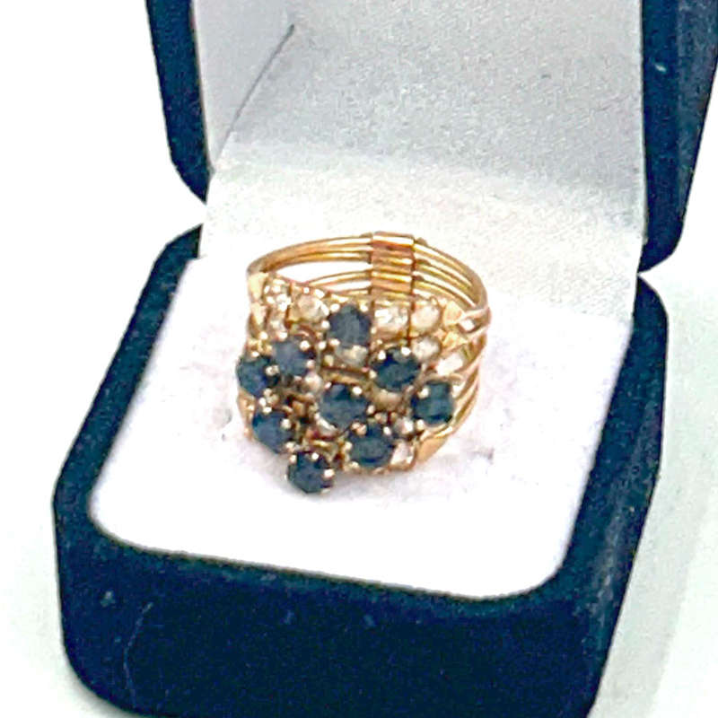 9ct Gold Gypsy Ring Garnet and White Sapphire