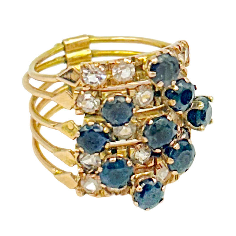 9ct Gold Gypsy Ring Garnet and White Sapphire