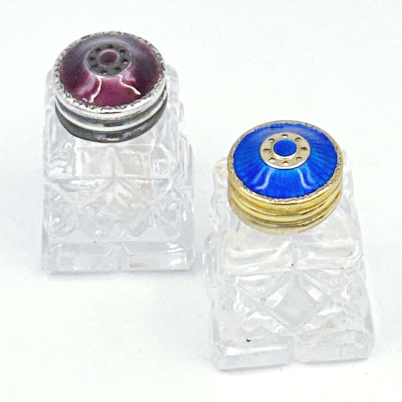 David Anderson Pair Silver And Enamel Salt and Pepper Cellars