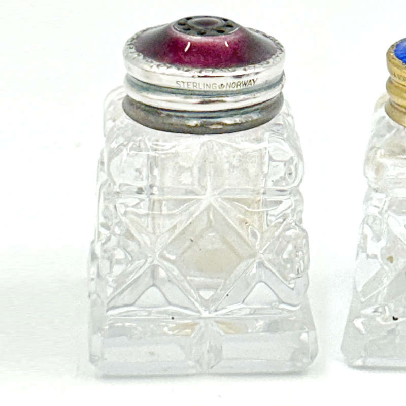 David Anderson Pair Silver And Enamel Salt and Pepper Cellars