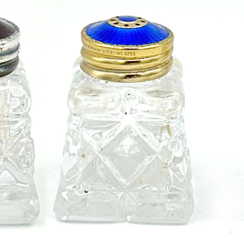 David Anderson Pair Silver And Enamel Salt and Pepper Cellars