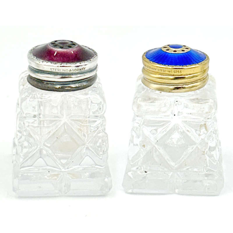 David Anderson Pair Silver And Enamel Salt and Pepper Cellars