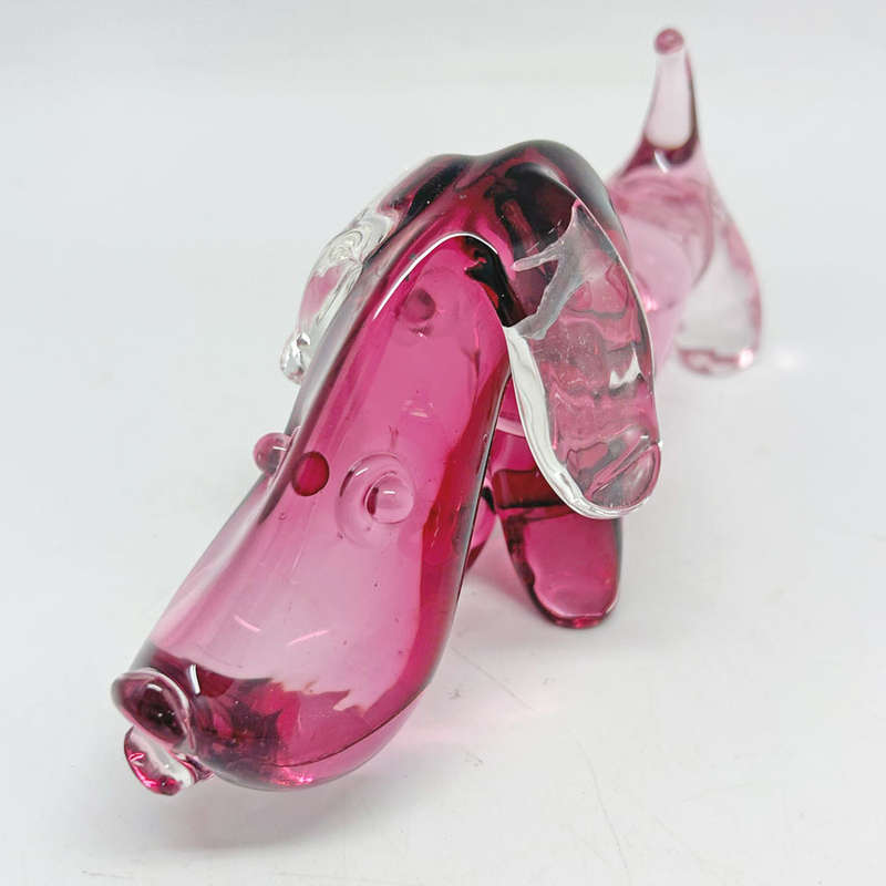 Archimede Suguso Murano Opal Pink Glass Daschund