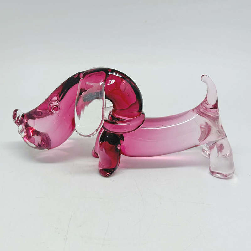 Archimede Suguso Murano Opal Pink Glass Daschund