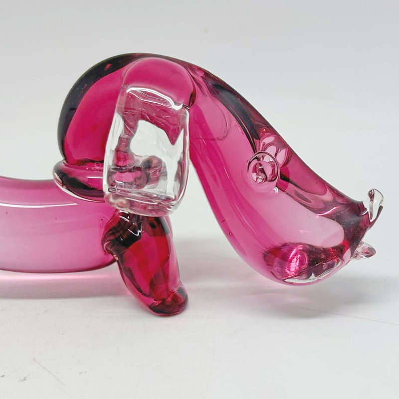 Archimede Suguso Murano Opal Pink Glass Daschund