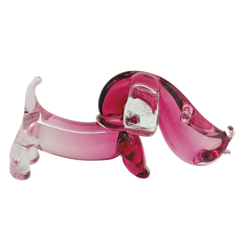 Archimede Suguso Murano Opal Pink Glass Daschund