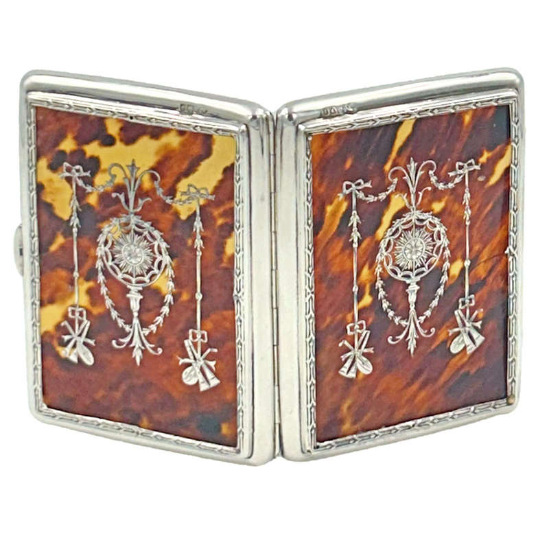 Hallmarked Silver Edwardian and Tortoise Shell Cigarette Box London 1910