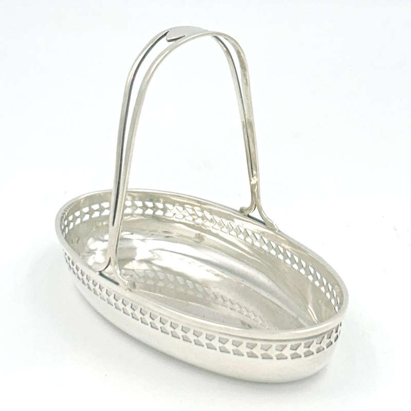 Hallmarked Silver Basket With Handle Birmingham 1945