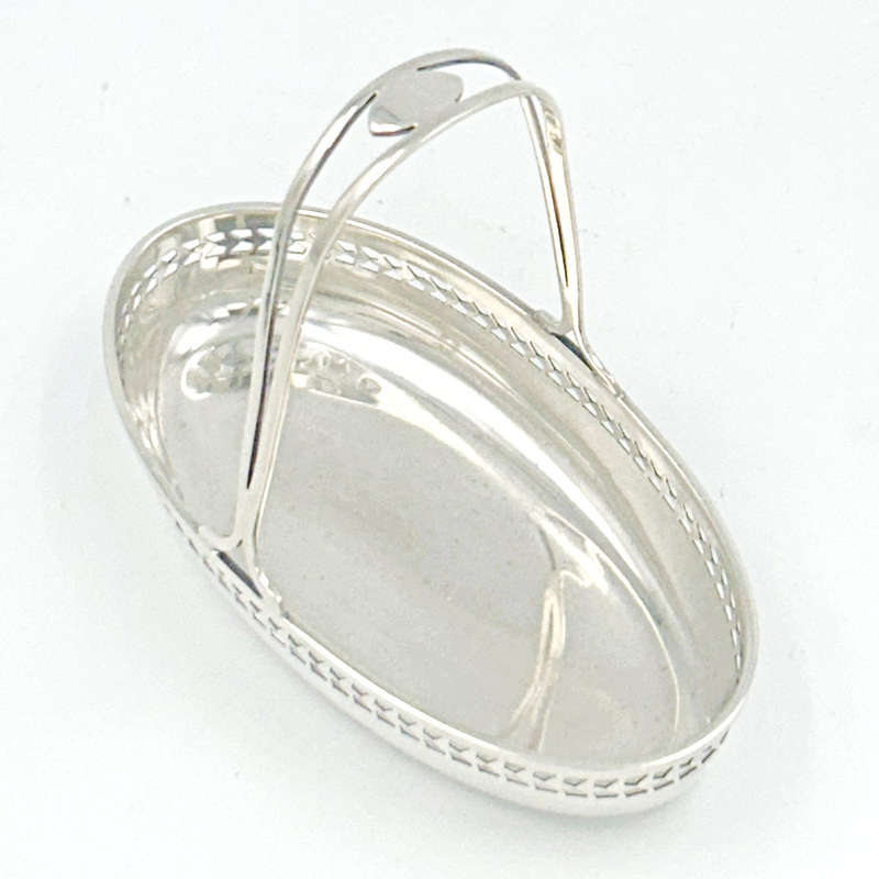 Hallmarked Silver Basket With Handle Birmingham 1945