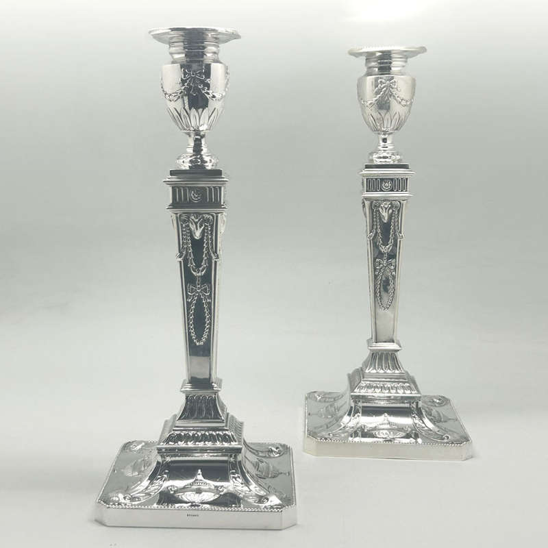 Hallmarked Silver Pair Candlesticks Birmingham 1968
