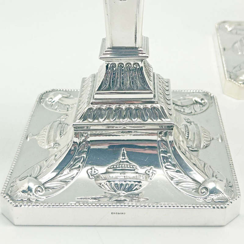 Hallmarked Silver Pair Candlesticks Birmingham 1968