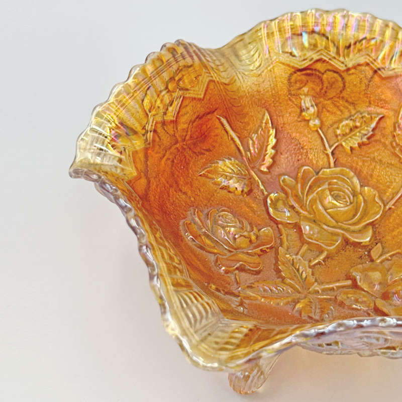 Imperial Iridescent Carnival Glass Open Rose Bowl C1920