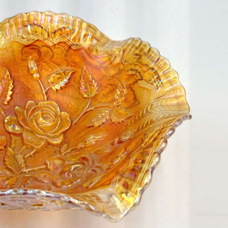 Imperial Iridescent Carnival Glass Open Rose Bowl C1920