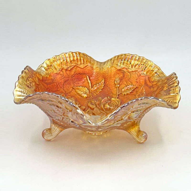 Imperial Iridescent Carnival Glass Open Rose Bowl C1920