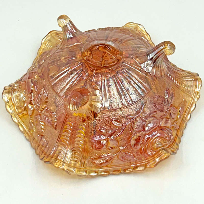 Imperial Iridescent Carnival Glass Open Rose Bowl C1920