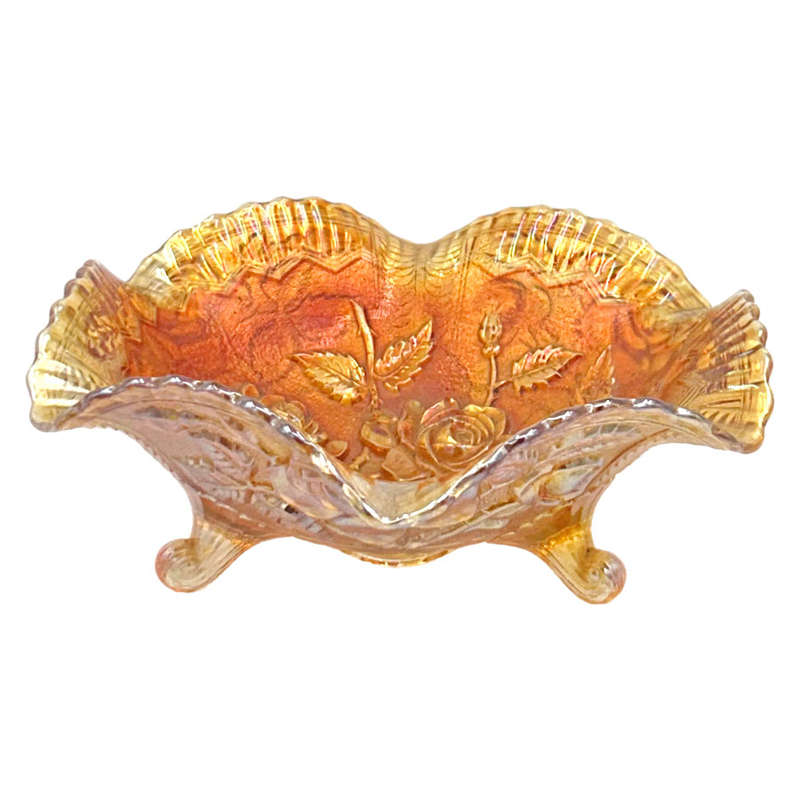Imperial Iridescent Carnival Glass Open Rose Bowl C1920
