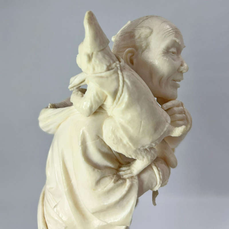 Superb Japanese Ivorine Okimono Of An Entertainer Meiji Period