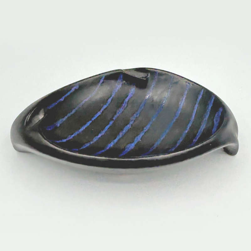 Kalahari Pottery Bowl Black With Blue Stripe
